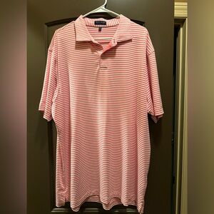 Peter Millar Coral and White Striped Polo Shirt